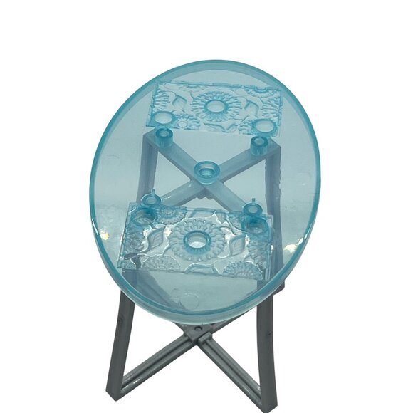 Barbie Doll House Dollhouse Furniture Tall Table Clear Blue Top Dream House 5" - Picture 3 of 3